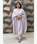 Pastel Lavender Color Premium Silk Cotton Salwar Set with Banarasi Dupatta / ESS285