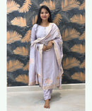 Pastel Lavender Color Premium Silk Cotton Salwar Set with Banarasi Dupatta / ESS285