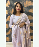 Pastel Lavender Color Premium Silk Cotton Salwar Set with Banarasi Dupatta / ESS285