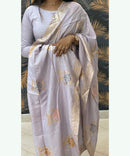 Pastel Lavender Color Premium Silk Cotton Salwar Set with Banarasi Dupatta / ESS285