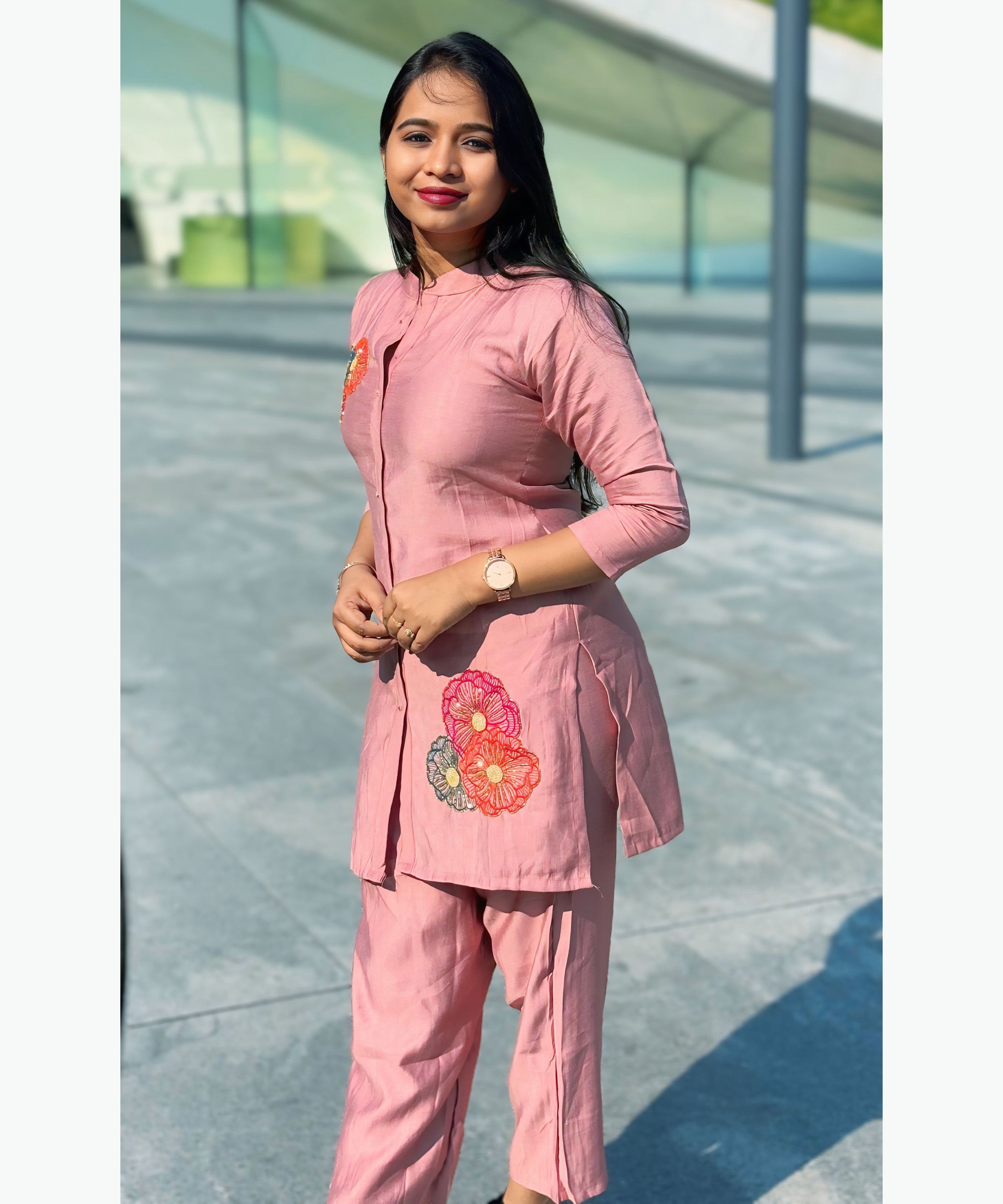 Peach Color Ethnic Coord Set / ESS257