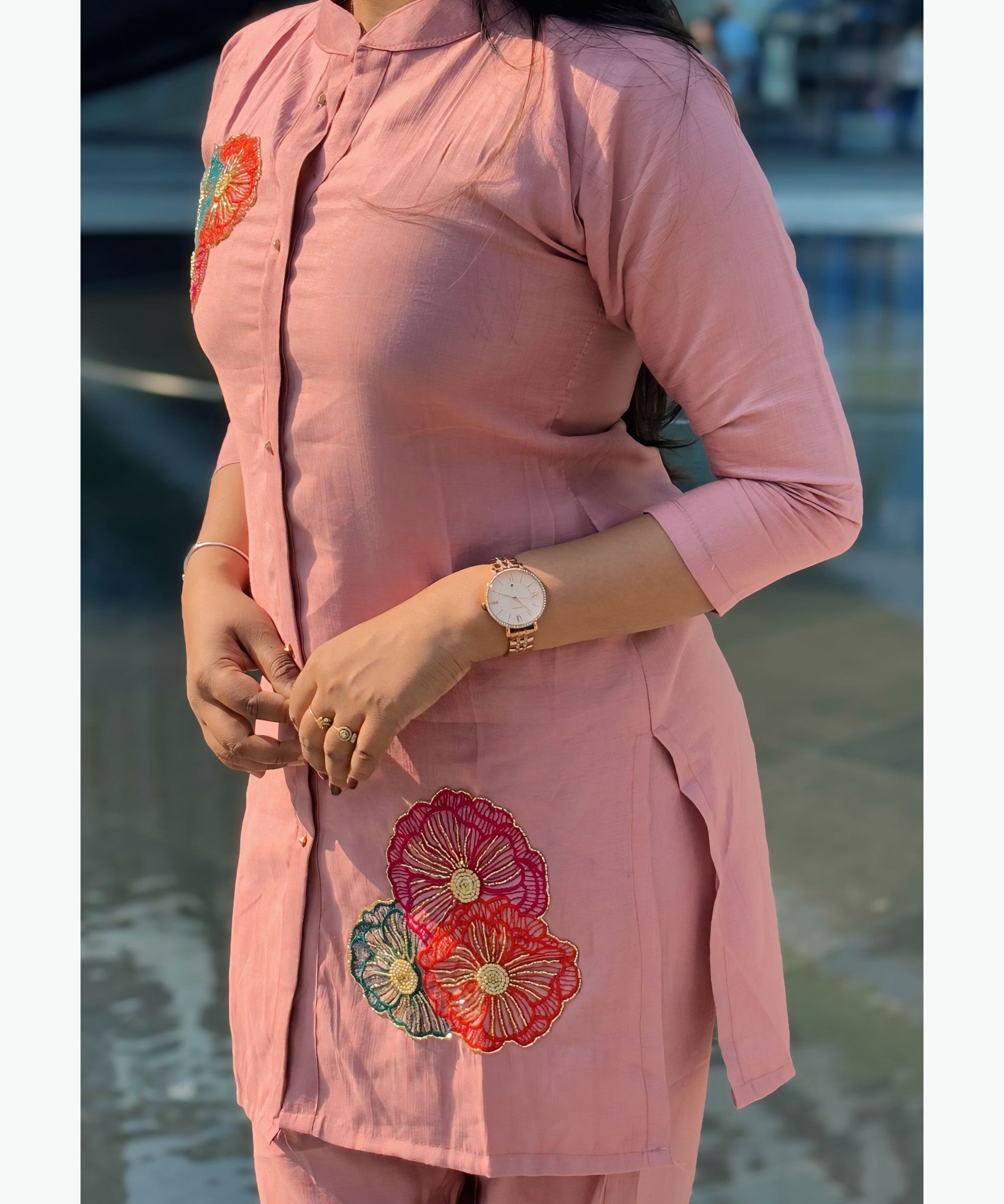 Peach Color Ethnic Coord Set / ESS257