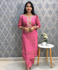 Pink Embroidered Shimmer Silk Blend Organza Dupatta 3 Piece Salwar Set / ESS351