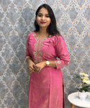 Pink Embroidered Shimmer Silk Blend Organza Dupatta 3 Piece Salwar Set / ESS351