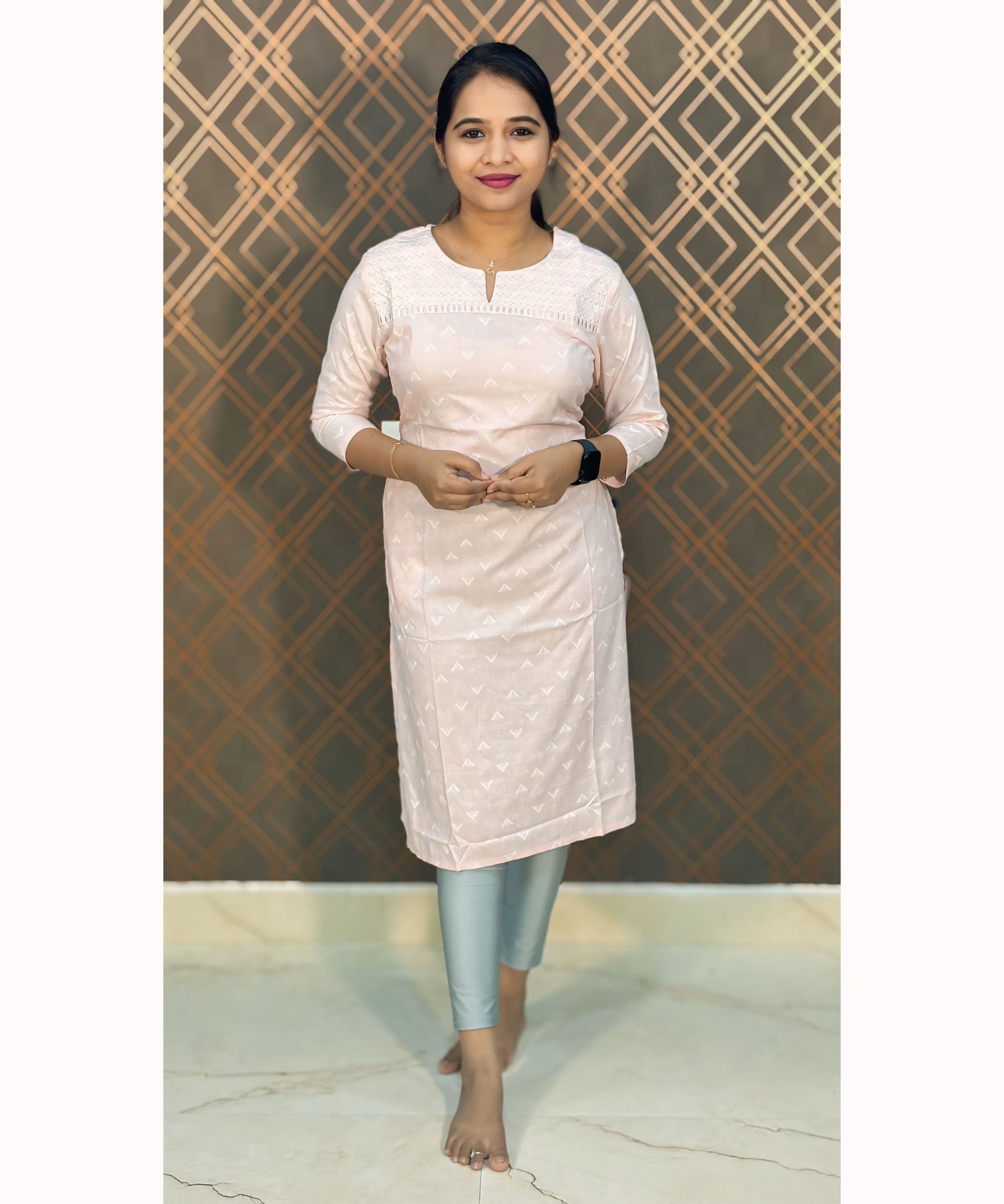 Pink Rayon Straight Cut Kurti / LSS120