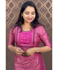 Pink Silk Cotton Straight Cut with Pocket Kurti / LSS112