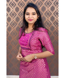 Pink Silk Cotton Straight Cut with Pocket Kurti / LSS112