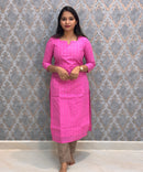 Pink and Warm Taupe Premium Handloom Cotton 3 Piece Salwar Set / HL005