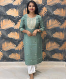 Lite Green and White Color Premium 3 Piece Salwar Set / ESS333