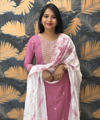 Lite Pink and White Color Premium 3 Piece Salwar Set / ESS333