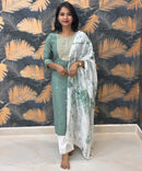 Lite Green and White Color Premium 3 Piece Salwar Set / ESS333