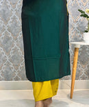 Dark Green and Yellow Color Premium 3 Piece Salwar Set with Printed Organza Dupatta / ESS359