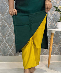 Dark Green and Yellow Color Premium 3 Piece Salwar Set with Printed Organza Dupatta / ESS359