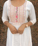 Pink and White Premium Anarkali Kurti / ESS338