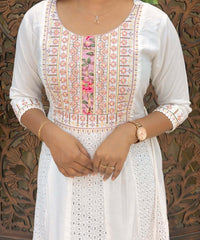 Pink and White Premium Anarkali Kurti / ESS338