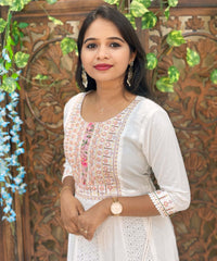 Pink and White Premium Anarkali Kurti / ESS338