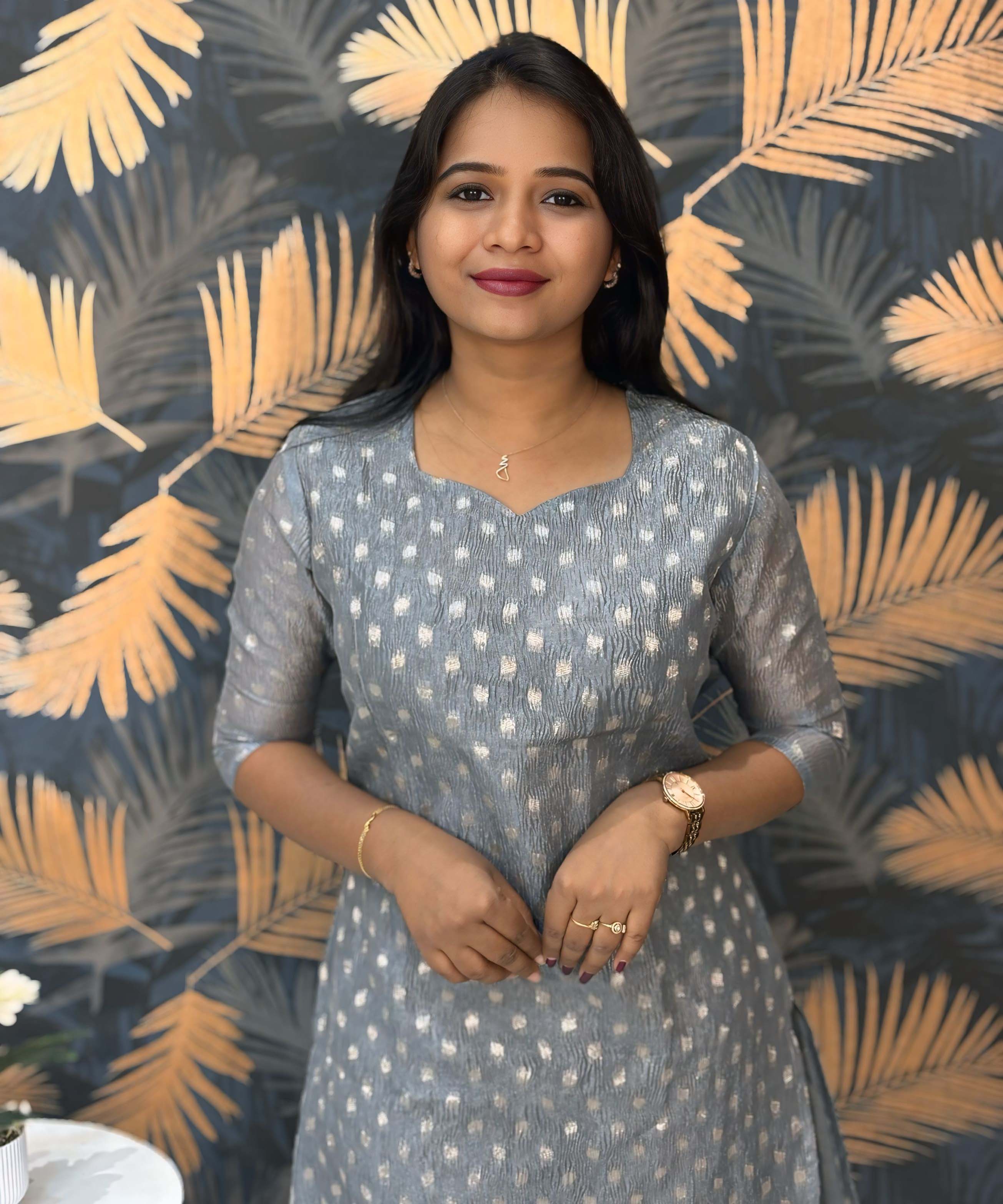 Gray Color Premium Banarasi Crushed Tissue Kurti with Lining / LSS183
