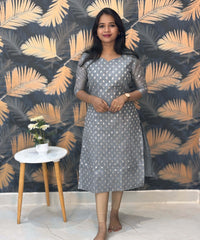 Gray Color Premium Banarasi Crushed Tissue Kurti with Lining / LSS183