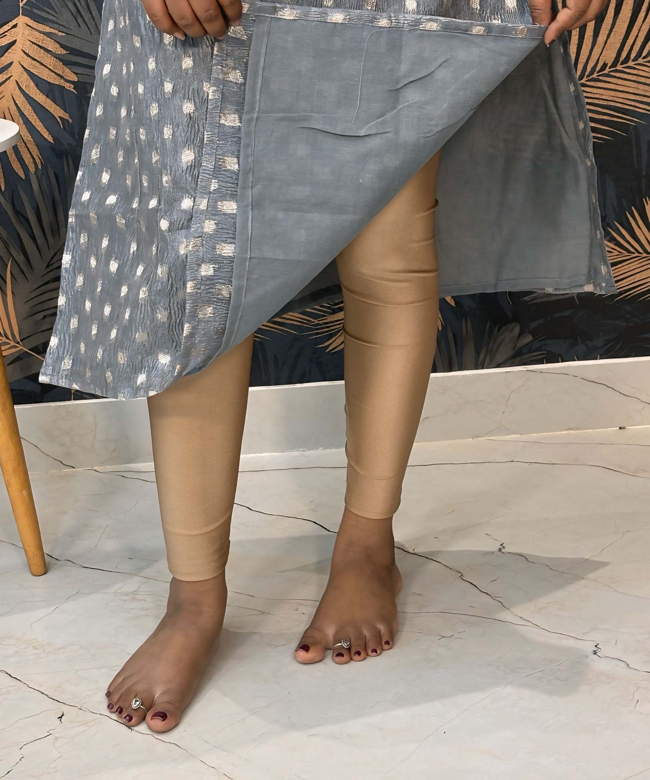 Gray Color Premium Banarasi Crushed Tissue Kurti with Lining / LSS183