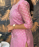 Lite Pink Color Premium Banarasi Crushed Tissue Kurti with Lining / LSS183