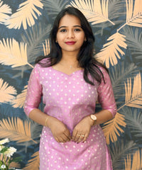 Lite Pink Color Premium Banarasi Crushed Tissue Kurti with Lining / LSS183