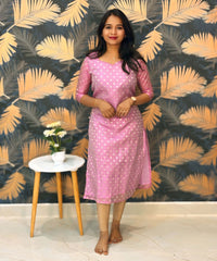 Lite Pink Color Premium Banarasi Crushed Tissue Kurti with Lining / LSS183