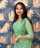 Green Color Premium Banarasi Crushed Tissue Kurti with Lining / LSS183