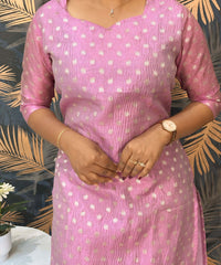 Lite Pink Color Premium Banarasi Crushed Tissue Kurti with Lining / LSS183