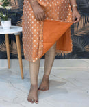 Rust Orange Color Premium Banarasi Crushed Tissue Kurti with Lining / LSS183