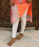 Orange and Blue Color Potli Pattern Premium Batik Printed Mul Cotton Kurti and Dupatta / LSS182
