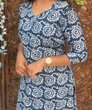 Navy Blue and Lite Blue Color Premium Batik Printed Mul Cotton Kurti and Dupatta / LSS182