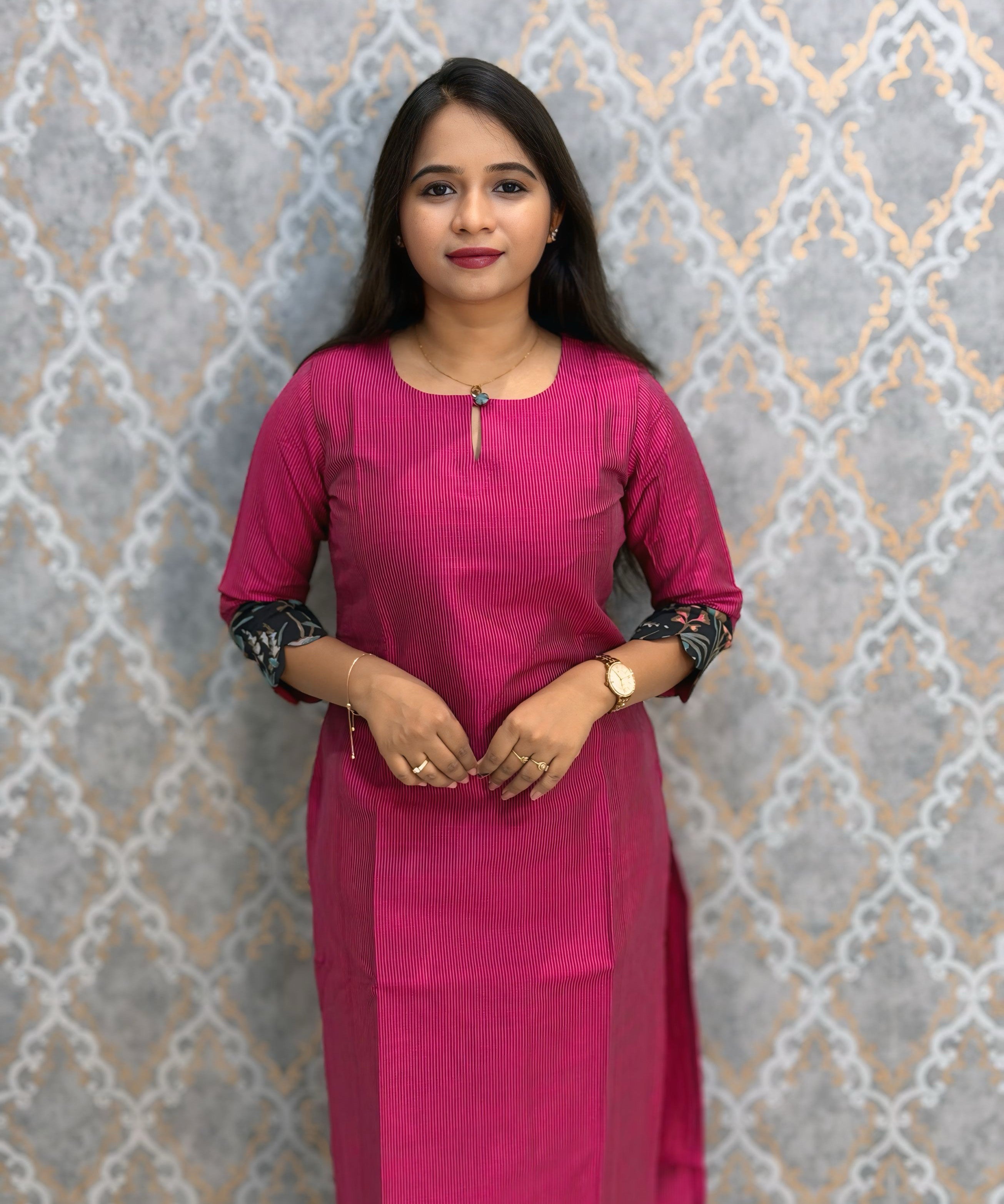 Dark Pink Color Premium Coord Set with Lining and Pocket / HL031
