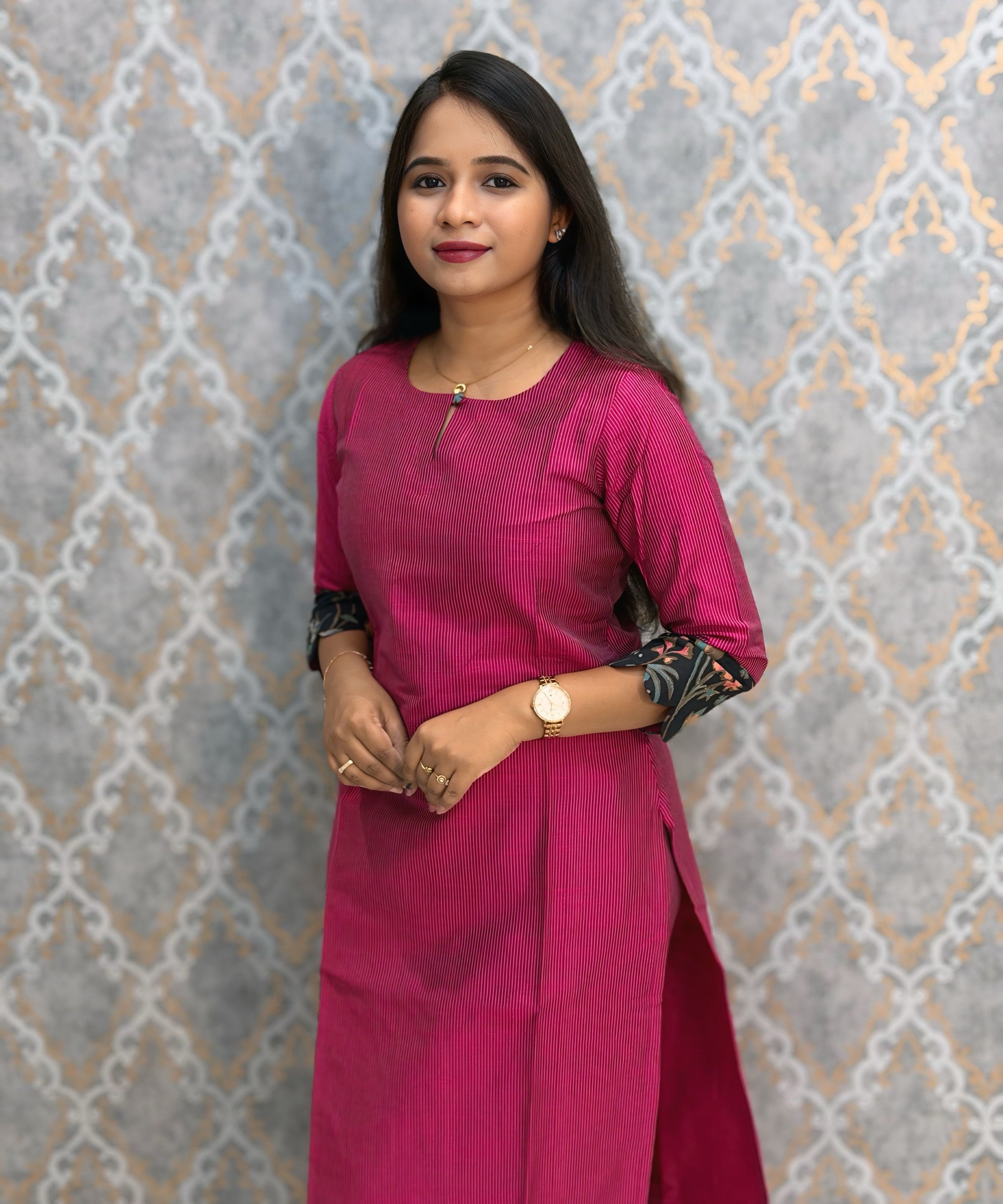 Dark Pink Color Premium Coord Set with Lining and Pocket / HL031