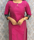 Dark Pink Color Premium Coord Set with Lining and Pocket / HL031