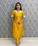 Yellow Color Premium Coord Set with Lining and Pocket / HL032