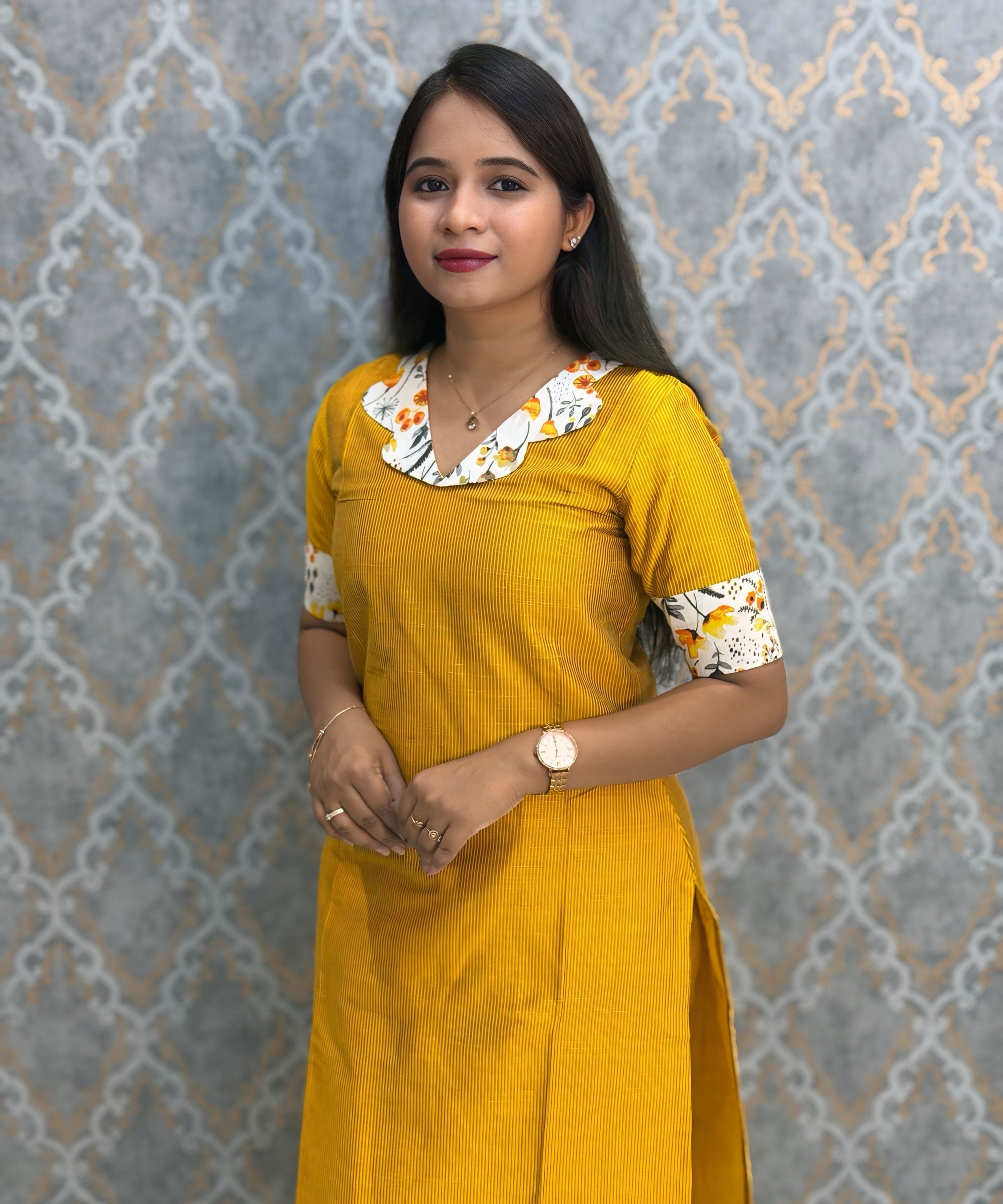 Yellow Color Premium Coord Set with Lining and Pocket / HL032