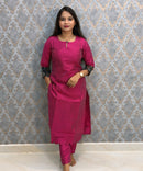 Dark Pink Color Premium Coord Set with Lining and Pocket / HL031