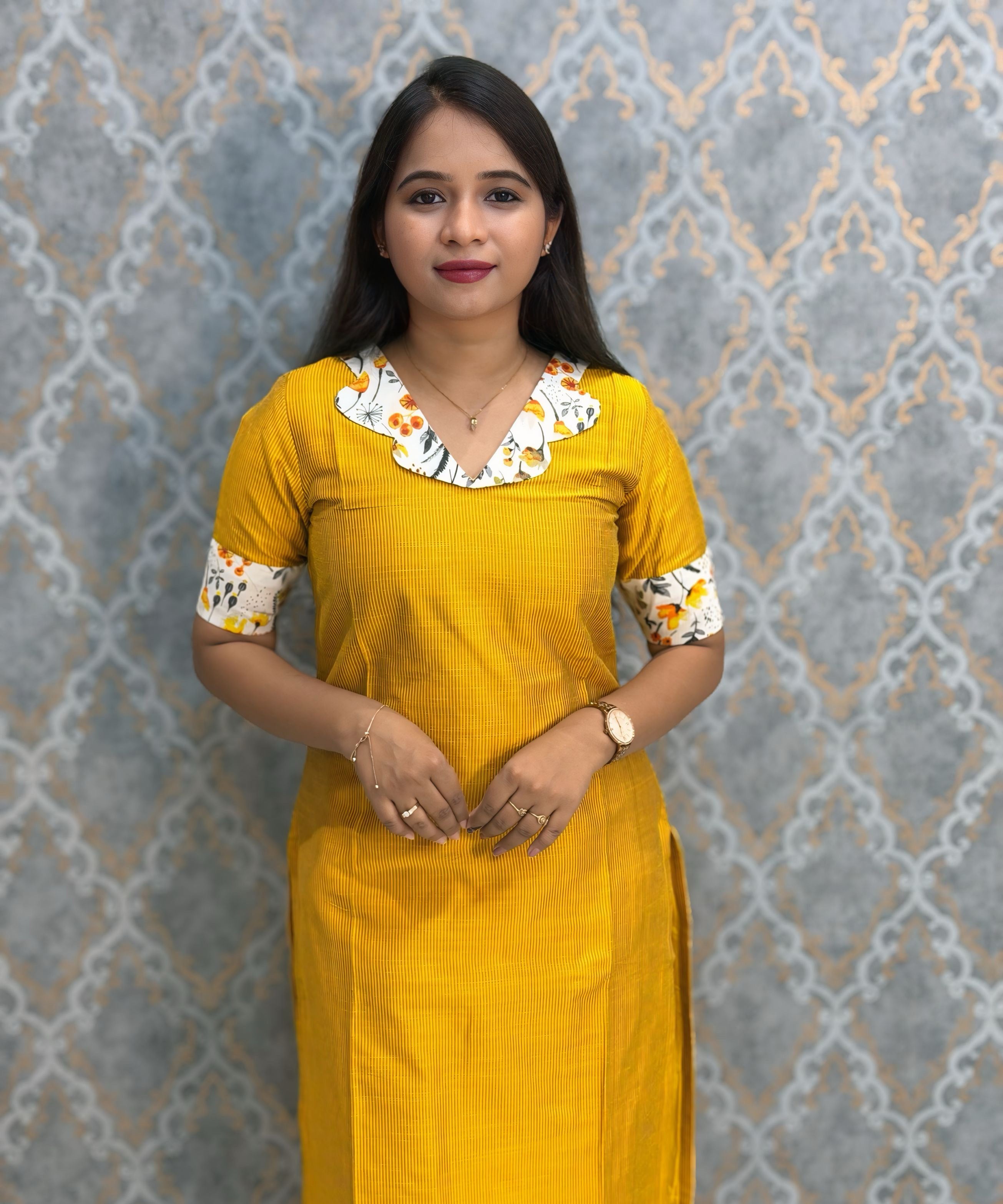 Yellow Color Premium Coord Set with Lining and Pocket / HL032