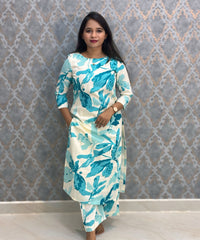 Blue and Beige Color Premium Coord Set with Lining and Pocket / HL030