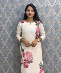 Half White and Pink Color Premium Coord Set with Lining and Pocket / HL028