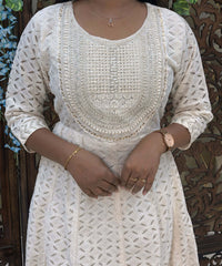 Premium Cotton Lace Embroidery Maxi with Lining / ESS317
