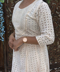 Premium Cotton Lace Embroidery Maxi with Lining / ESS317