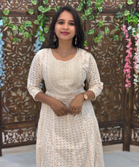 Premium Cotton Lace Embroidery Maxi with Lining / ESS317