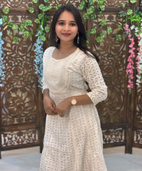 Premium Cotton Lace Embroidery Maxi with Lining / ESS317