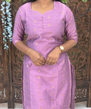 lavender pink Color Sweetheart Neck Premium Dupion Raw Silk Kurti with Small Zari Butta & Lining Coord Set  / LSS188
