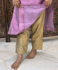 lavender pink Color Sweetheart Neck Premium Dupion Raw Silk Kurti with Small Zari Butta & Lining Coord Set  / LSS188