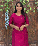 Pink Color Sweetheart Neck Premium Dupion Raw Silk Kurti with Small Zari Butta & Lining Coord Set  / LSS188