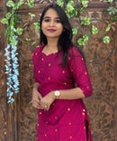 Pink Color Sweetheart Neck Premium Dupion Raw Silk Kurti with Small Zari Butta & Lining Coord Set  / LSS188