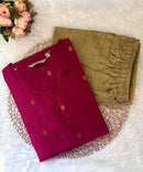 Pink Color Sweetheart Neck Premium Dupion Raw Silk Kurti with Small Zari Butta & Lining Coord Set  / LSS188