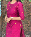Pink Color Sweetheart Neck Premium Dupion Raw Silk Kurti with Small Zari Butta & Lining Coord Set  / LSS188
